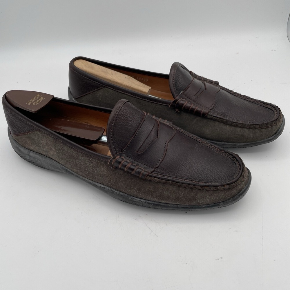 Allen Edmonds Hyde Penny Loafers Leather and Suede Brown Men's Size 9.5‎ B